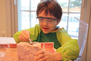 The paleontologist at work (and yes, I took this with a real camera!). 